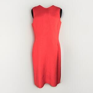 Talbots Women's Size 14 Tomato Red Irish Linen Sleeveless Shift Dress Lined Work